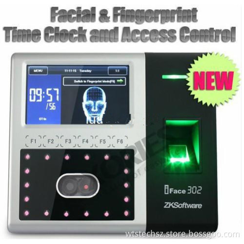 Facial & Fingerprint Time Clock and Access Control System +TCP/IP+ Dual Cameras